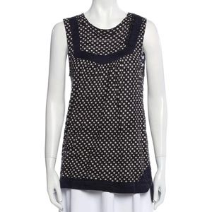 MARC BY MARC JACOBS polka dot print silk & button embellished sleeveless top XS